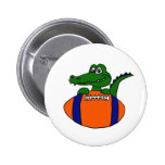 XX- Awesome Gator on a Football Cartoon Pinback Buttons