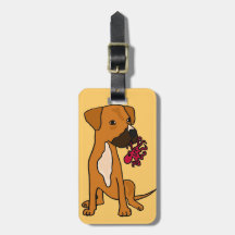 XX- Boxer Mix Rescue Dog Eating Octopus Bag Tags