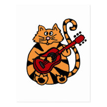 XX- Cat Playing Guitar Design Post Card