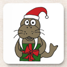 XX- Christmas Walrus Cartoon Coaster