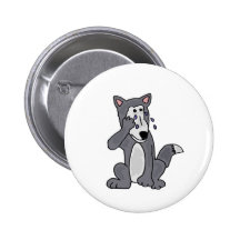 XX- Crying Wolf Cartoon Button