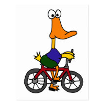 XX- Duck Riding Bicycle Cartoon Post Cards