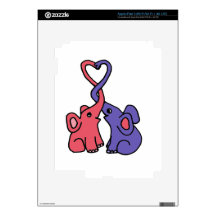 XX- Elephant Love Cartoon Decal For iPad 3