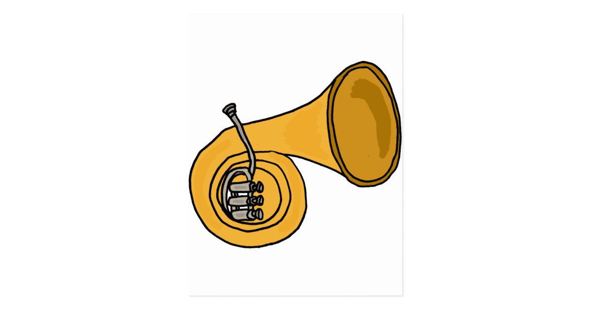 XX French Horn Cartoon Postcard Zazzle