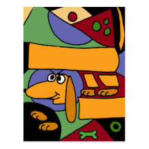 XX- Funny Abstract Art Dachshund Postcards
