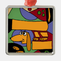 XX- Funny Dachshund Abstract Art Christmas Ornaments