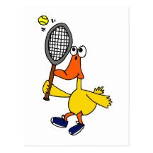 XX- Funny Duck Playing Tennis Post Card