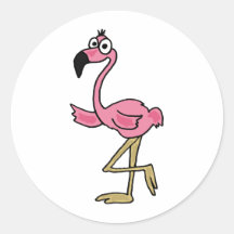 XX- Funny Flamingo Round Stickers