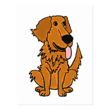 XX- Funny Golden Retriever Dog Cartoon Postcard