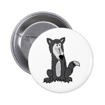 XX- Funny Goofy Grey Wolf Button
