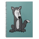 XX- Funny Grey Wolf Cartoon Note Books