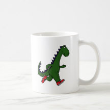 XX- Funny jogging dinosaur with Red Sneakers Coffee Mug