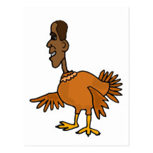 XX- Funny Obama Turkey Cartoon Post Card