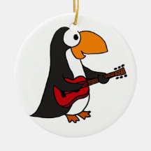 XX- Funny Penguin Playing Guitar Christmas Ornament