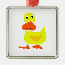 XX- Funny Primitive Art Duck Christmas Tree Ornaments