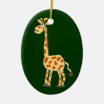 XX- Funny Primitive Art Giraffe Christmas Tree Ornament