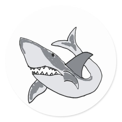 XX- Funny Shark Cartoon Stickers from Zazzle.com