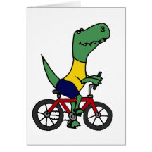 XX- Funny T-rex Dinosaur Riding Bicycle Greeting Cards