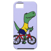 XX- Funny T-rex Dinosaur Riding Bicycle iPhone 5 Cases