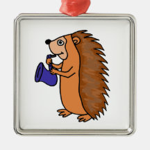 XX- Hedgehog Playing Saxophone Cartoon Christmas Ornament