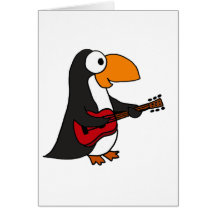 XX- Penguin Playing Guitar Cartoon Cards