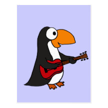 XX- Penguin Playing Guitar Cartoon Postcard