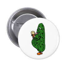 XX- Pregnant Pickle Eating Ice Cream Cartoon Button