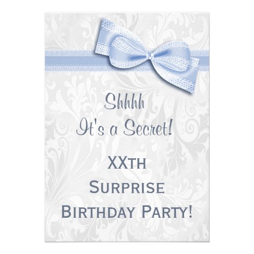 XXth SURPRISE Birthday Party Damask and Bow Card