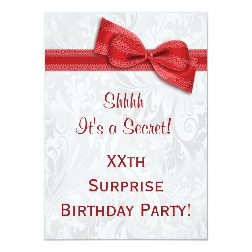 XXth SURPRISE Birthday Party Damask and Bow Invites