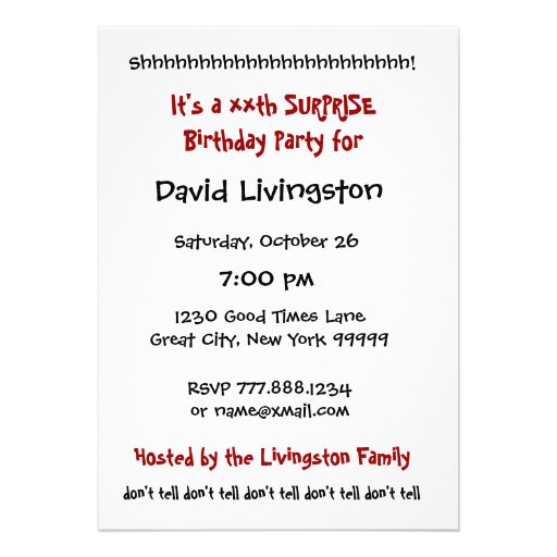xxth SURPRISE Birthday Party Invitation Template