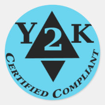 Y2k certificado obediente etiquetas redondas