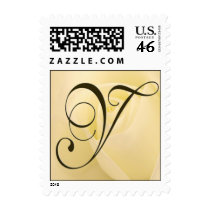 Y - Custom Monogram Postage White Rose postage