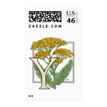 Y for Yarrow Flower Monogram postage