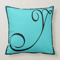 Y PILLOW- The Letter Y on Aqua Background
