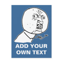 y u no rage face comic lol rofl post cards