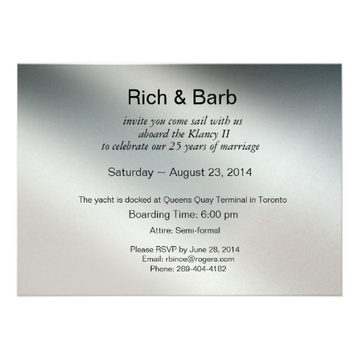 Yacht 25th Wedding Anniversary | daylight Custom Announcements