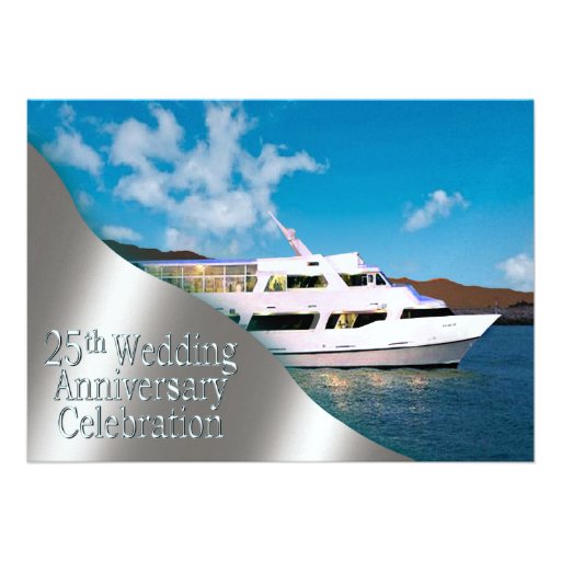 Yacht 25th Wedding Anniversary | daylight Custom Announcements (front side)