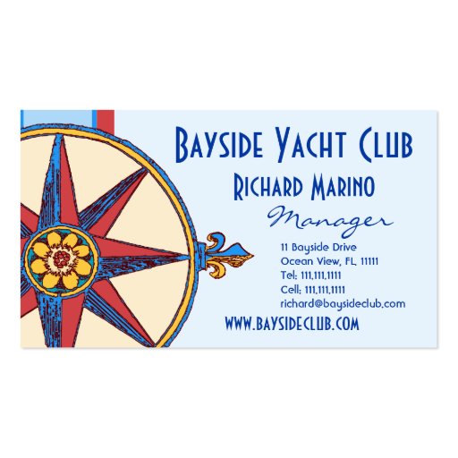 Yacht Club, Sailing Club, Marina, Nautical Shop Business Card