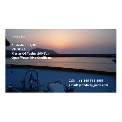 Yacht Crew Business Cards (front side)