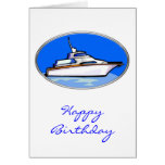 Yacht in Oval Greeting Cards