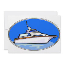Yacht in Oval Personalized Announcements