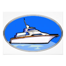 Yacht in Oval Personalized Announcements