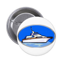 Yacht in Oval Pinback Buttons