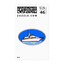 Yacht in Oval Postage Stamps