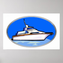 Yacht in Oval Posters