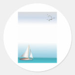 Yacht on a Turquoise Ocean Round Stickers