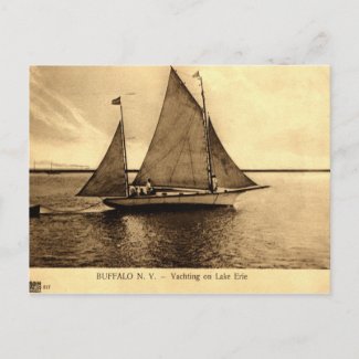 Yachting on Lake Erie, Buffalo NY 1909 vintage postcard