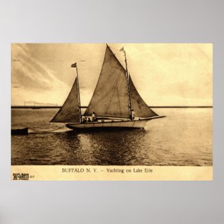 Yachting on Lake Erie, Buffalo NY 1909 vintage print