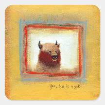 Yak art 2 yaks fun silly cute original painting sticker