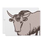 Yak cartoon drawing, brown and sandstone custom invitations